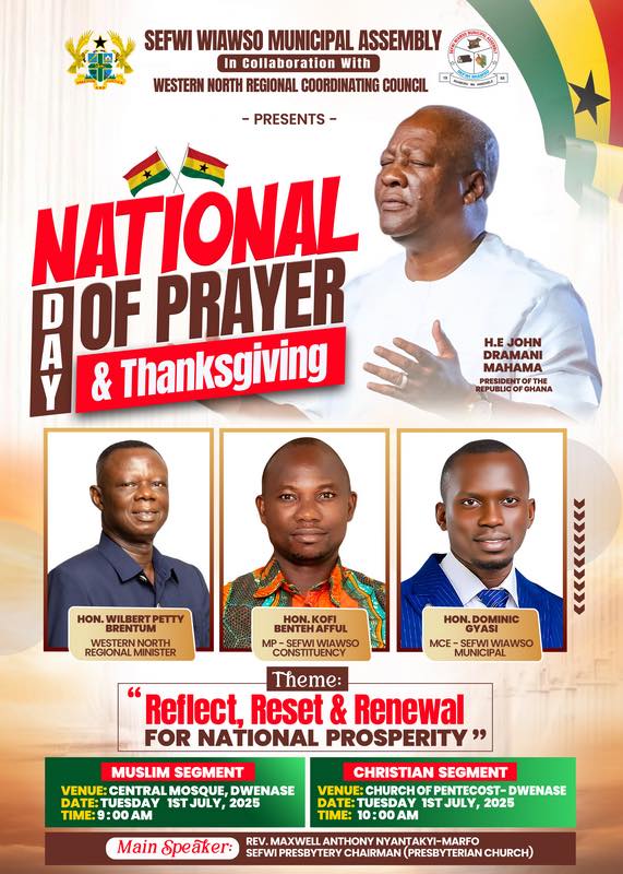Ghana to Observe National Day of Prayer and Thanksgiving on July 1st