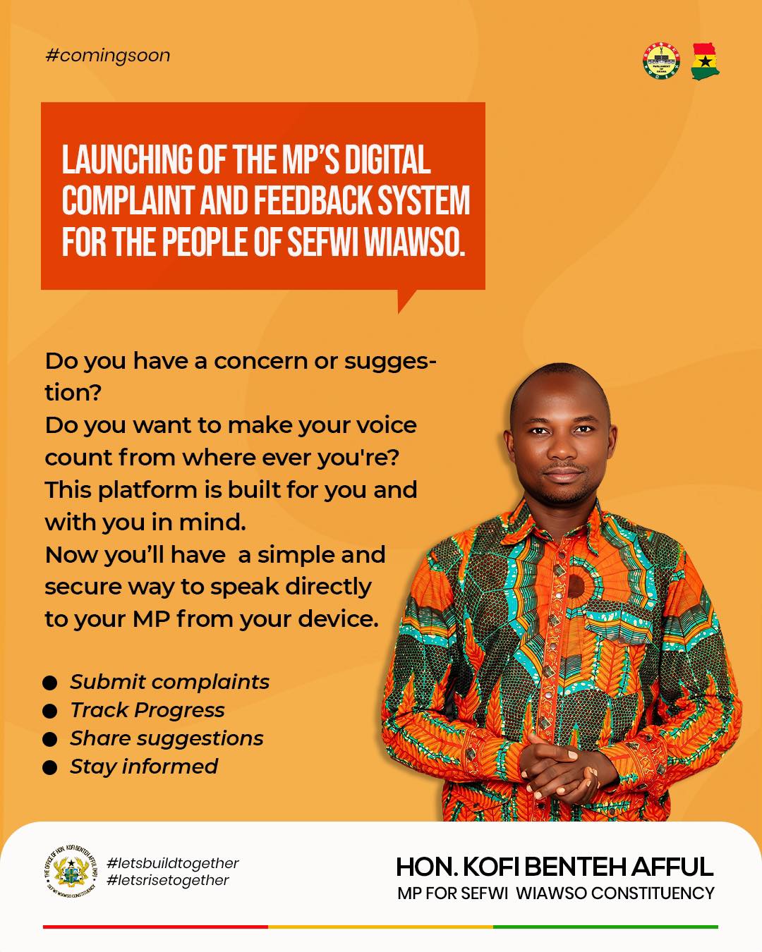 Sefwi Wiawso MP Launches Digital Complaint and Feedback System to Boost Citizen Engagement.